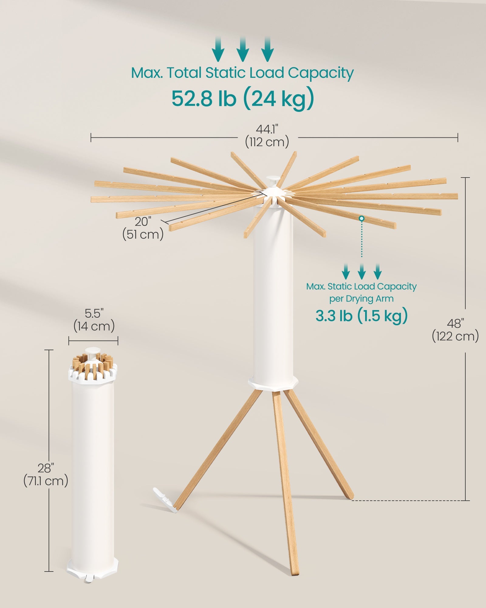 Foldable Rotary Laundry Drying Rack for Indoor & Outdoor Use with 16 Pull-Out Arms - image 6