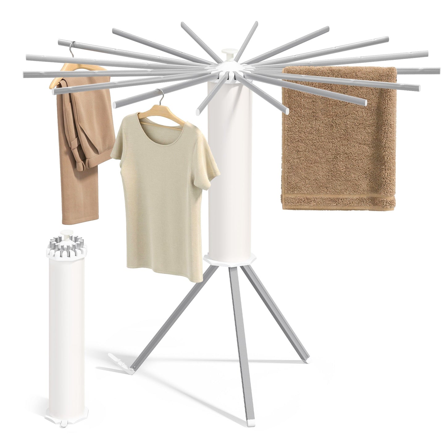 Foldable Rotary Laundry Drying Rack for Indoor & Outdoor Use with 16 Pull-Out Arms - image 14