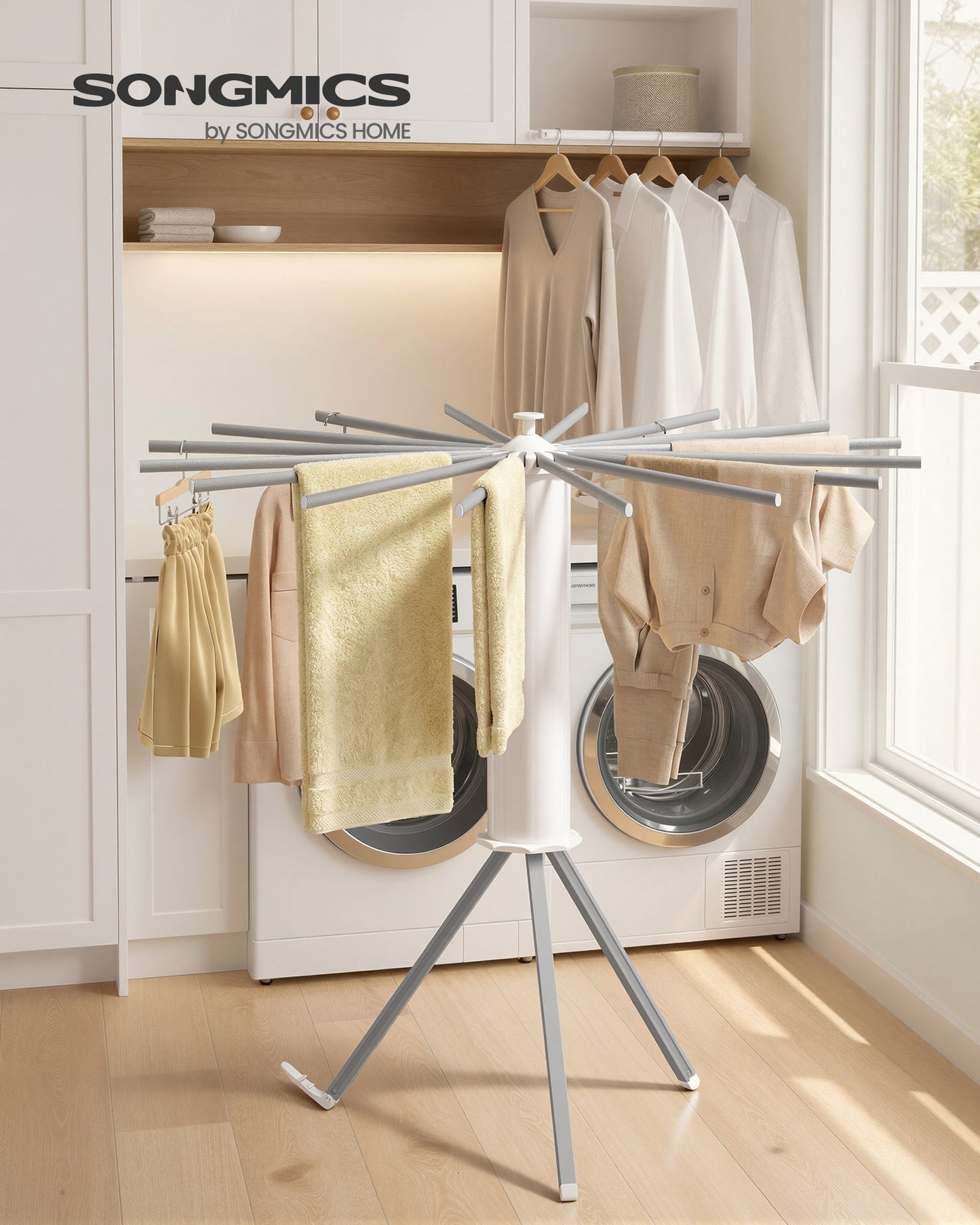 Foldable Rotary Laundry Drying Rack for Indoor & Outdoor Use with 16 Pull-Out Arms - image 8