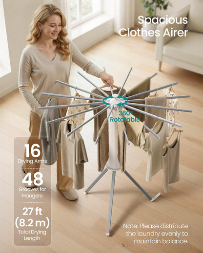 Foldable Rotary Laundry Drying Rack for Indoor & Outdoor Use with 16 Pull-Out Arms - image 9