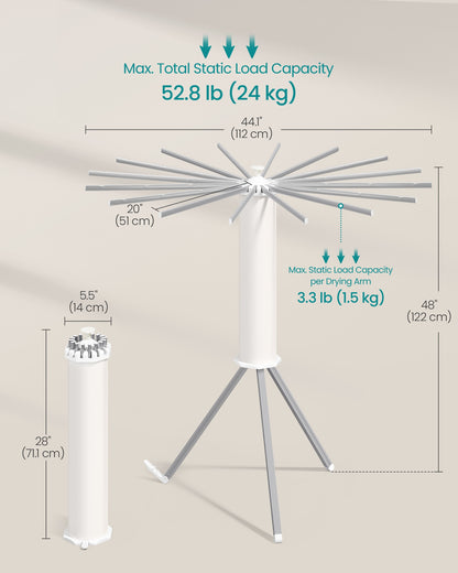 Foldable Rotary Laundry Drying Rack for Indoor & Outdoor Use with 16 Pull-Out Arms - image 12