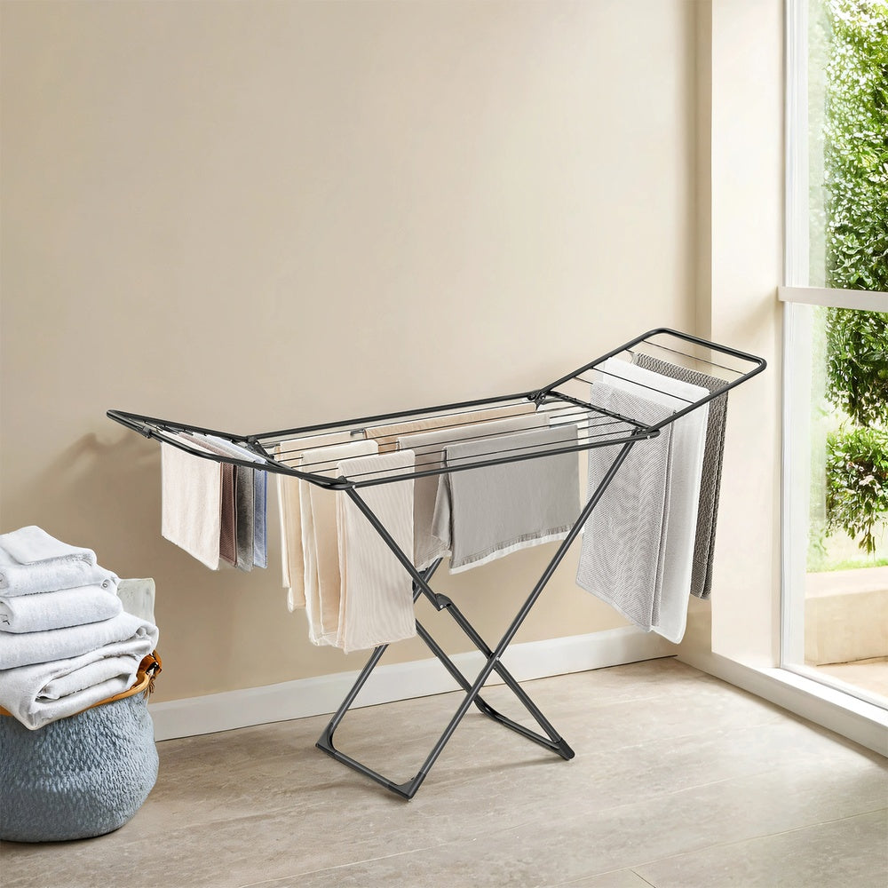 Foldable clothes drying rack with gullwings for laundry use - image 2