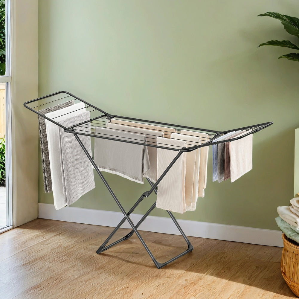 Foldable clothes drying rack with gullwings for laundry use - image 1