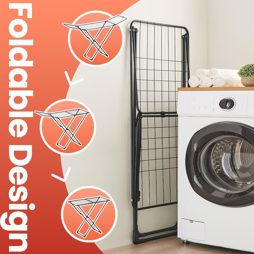 Foldable clothes drying rack with gullwings for laundry use - image 3
