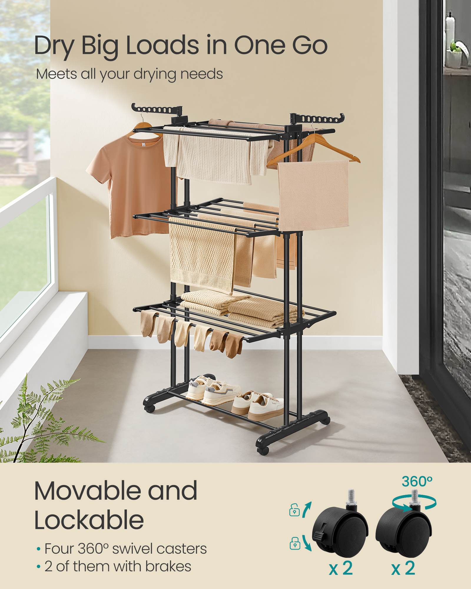 4-Tier Clothes Drying Rack Stand - HWLEXTRA 