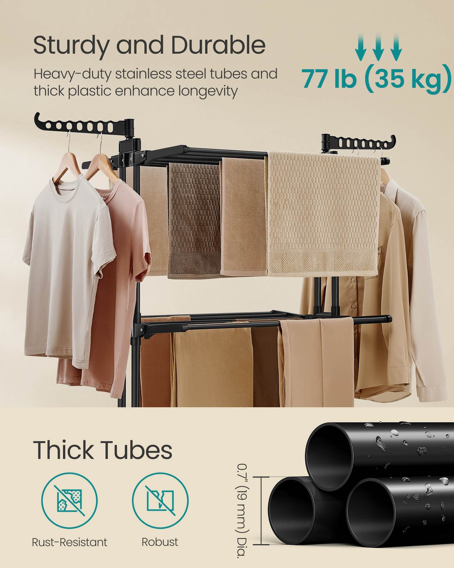 4-Tier Clothes Drying Rack Stand - HWLEXTRA 