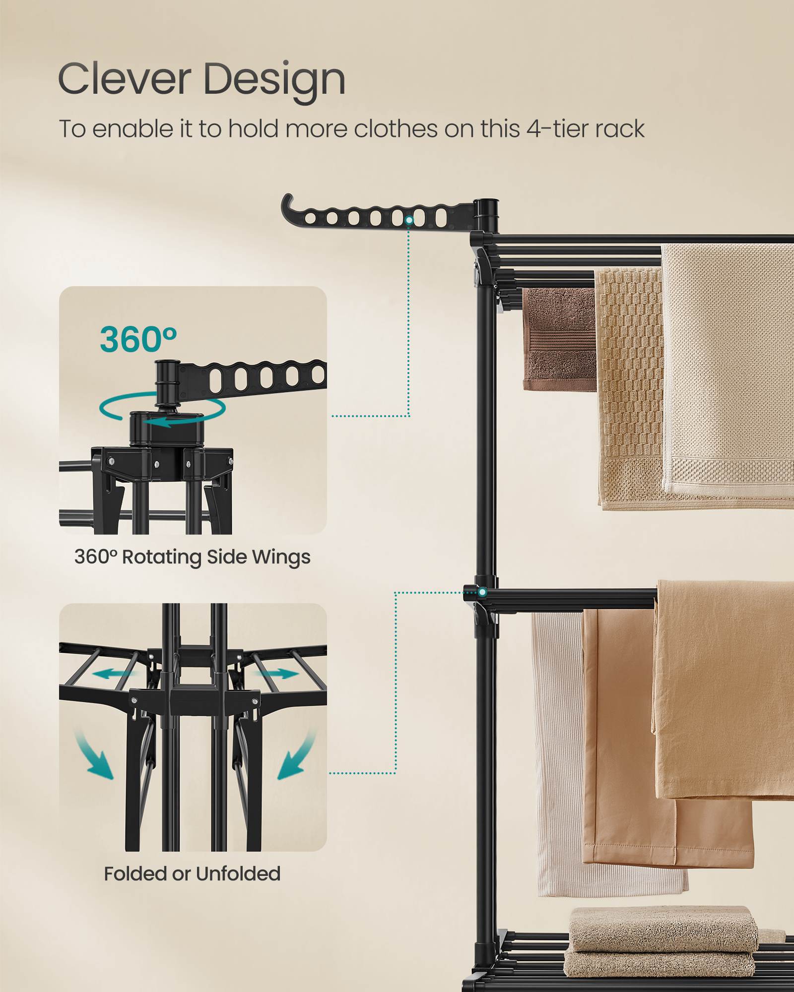 4-Tier Clothes Drying Rack Stand - HWLEXTRA 
