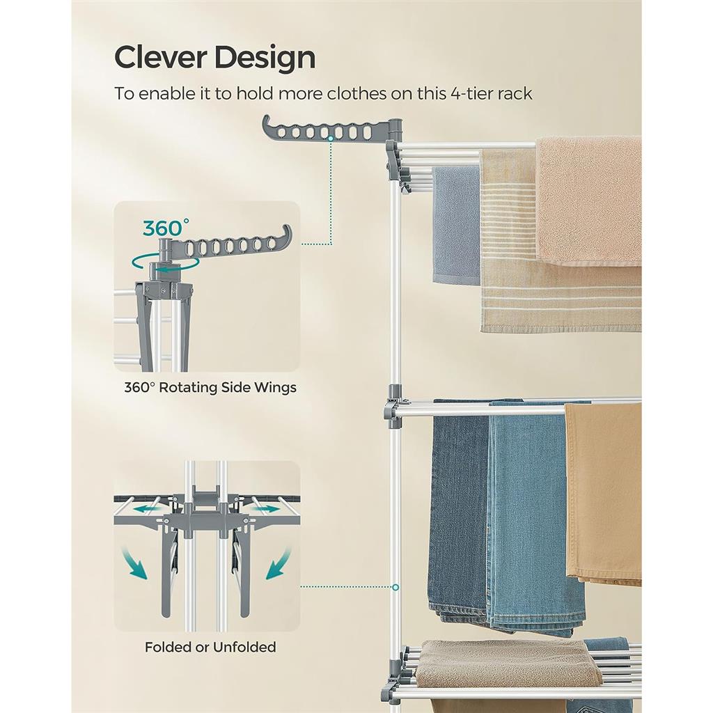 4-Tier Clothes Drying Rack Stand - HWLEXTRA 