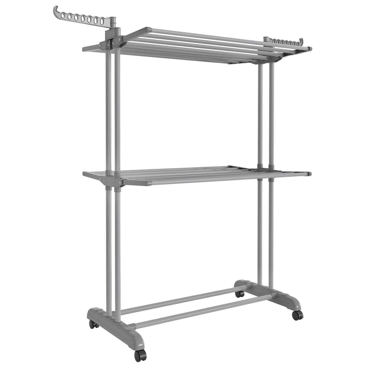 Clothes Drying Rack 3-Tier, Foldable Laundry Drying Rack 148 cm Tall, Stainless Steel, Rolling Laundry Horses