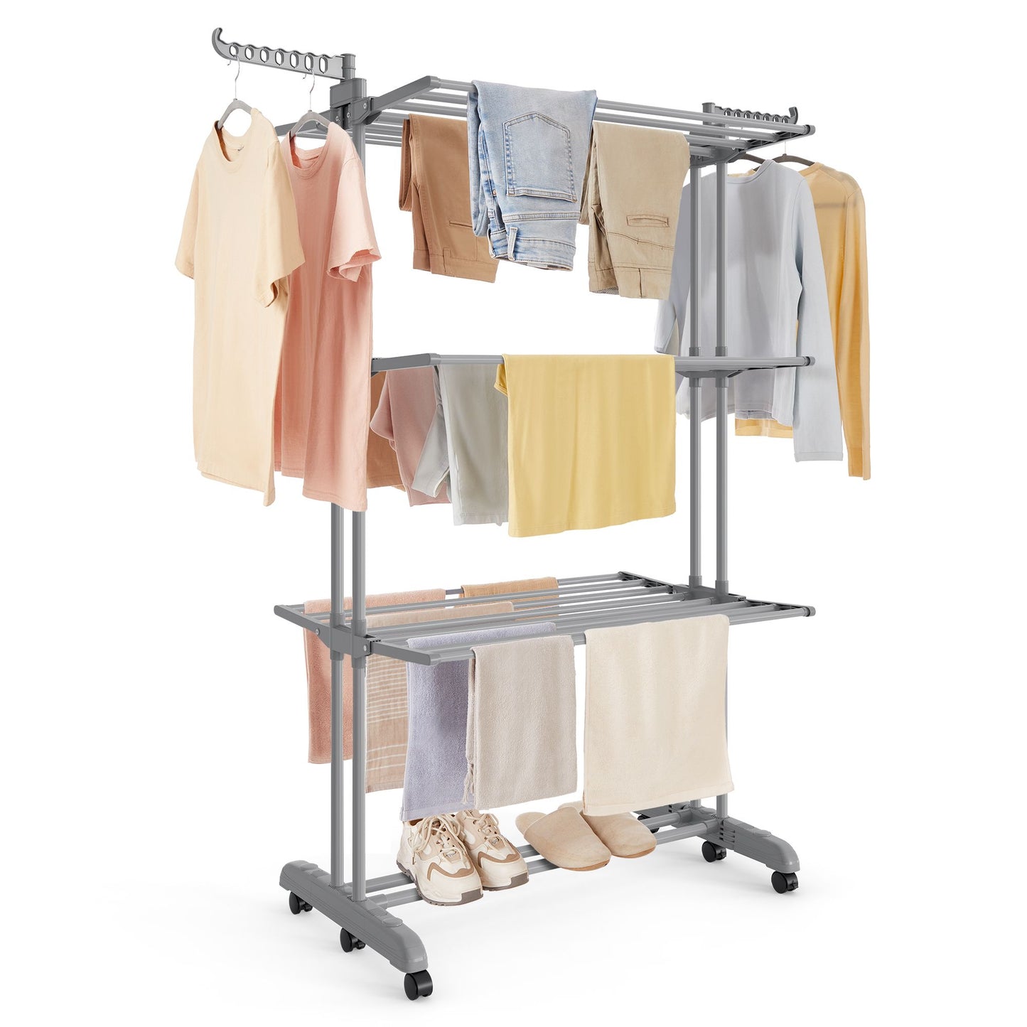 Clothes Drying Rack 4-Tier, Foldable Laundry Drying Rack 173 cm Tall