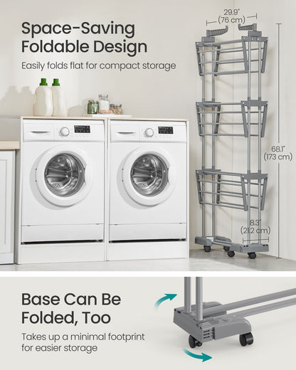 Clothes Drying Rack 4-Tier, Foldable Laundry Drying Rack 173 cm Tall