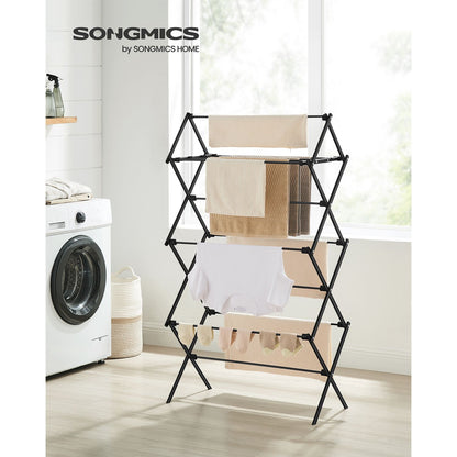 Foldable Clothes Drying Rack with Steel Frame - HWLEXTRA 