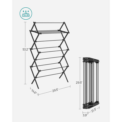 Foldable Clothes Drying Rack with Steel Frame - HWLEXTRA 