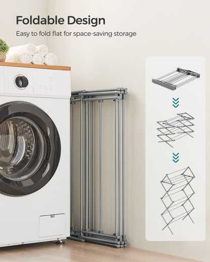 Foldable Clothes Airer, Compact Drying Rack, White - image 21