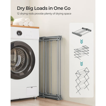 Foldable Clothes Drying Rack with Steel Frame - HWLEXTRA 
