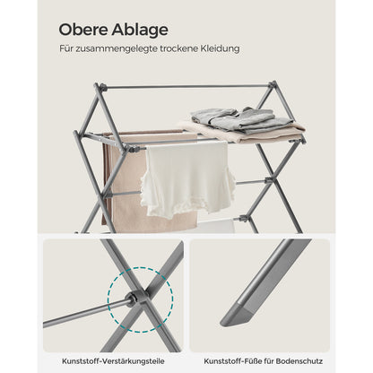Foldable Clothes Drying Rack with Steel Frame - HWLEXTRA 