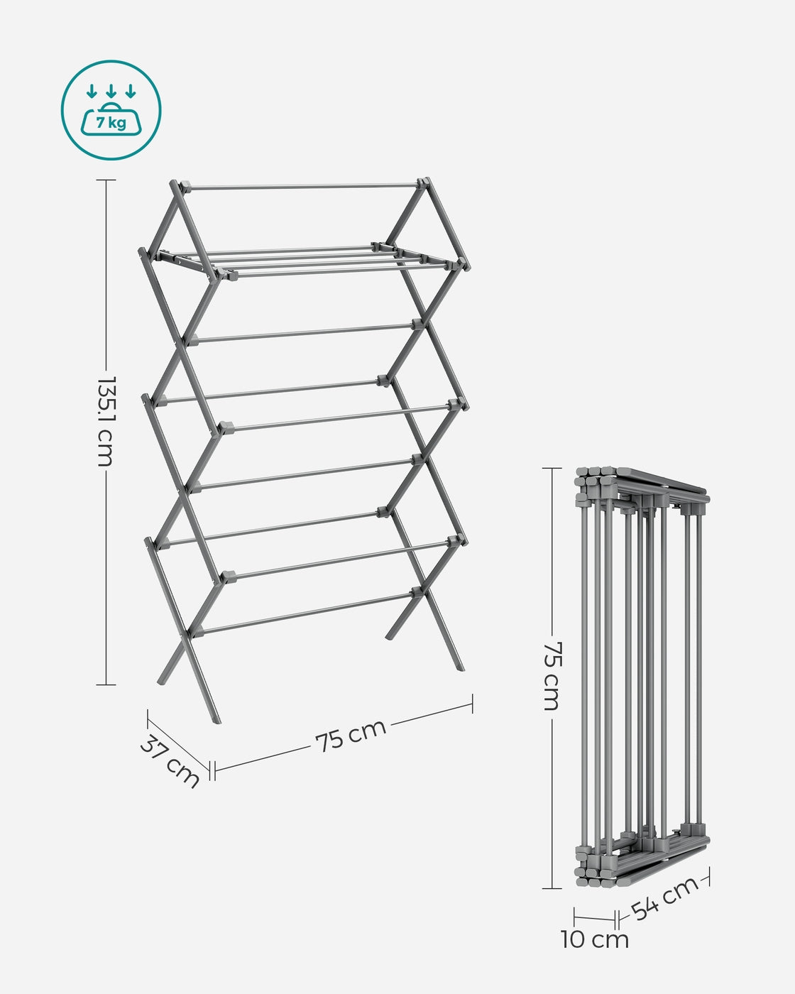 Foldable Clothes Airer, Compact Drying Rack, White - image 23