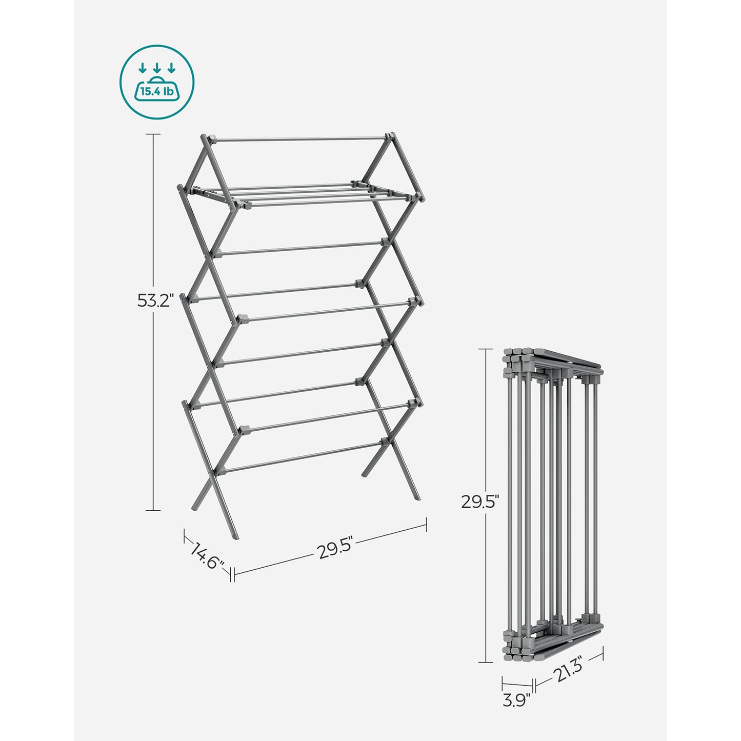 Foldable Clothes Drying Rack with Steel Frame - HWLEXTRA 
