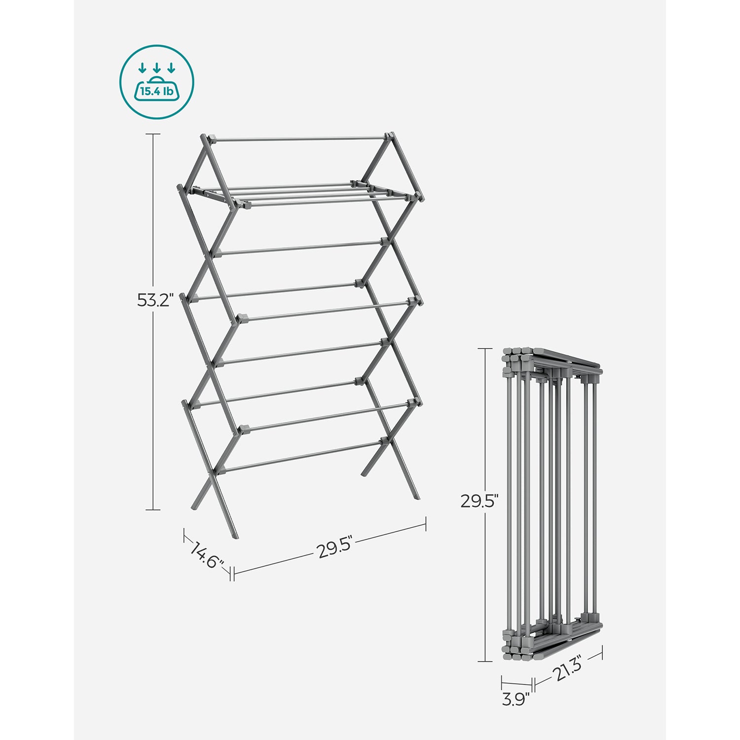 Foldable Clothes Drying Rack with Steel Frame - HWLEXTRA 