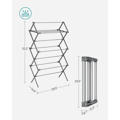 Foldable Clothes Drying Rack with Steel Frame - HWLEXTRA 
