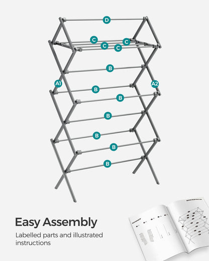 Foldable Clothes Airer, Compact Drying Rack, White - image 24