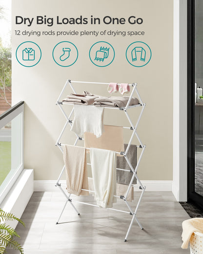 Foldable Clothes Airer, Compact Drying Rack, White - image 4