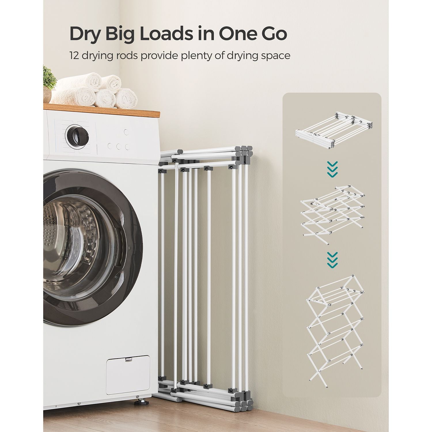 Foldable Clothes Drying Rack with Steel Frame - HWLEXTRA 