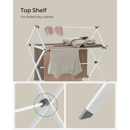 Foldable Clothes Drying Rack with Steel Frame - HWLEXTRA 