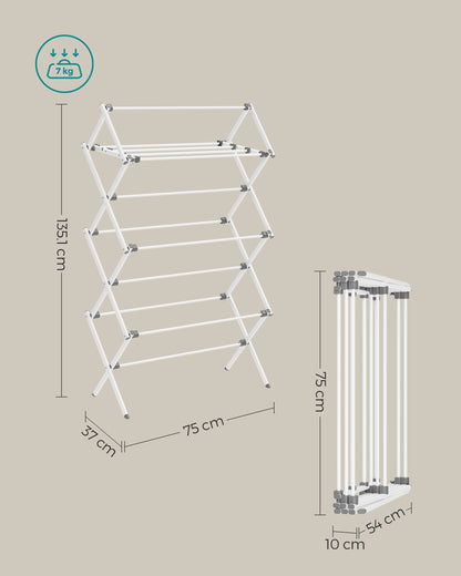 Foldable Clothes Airer, Compact Drying Rack, White - image 7