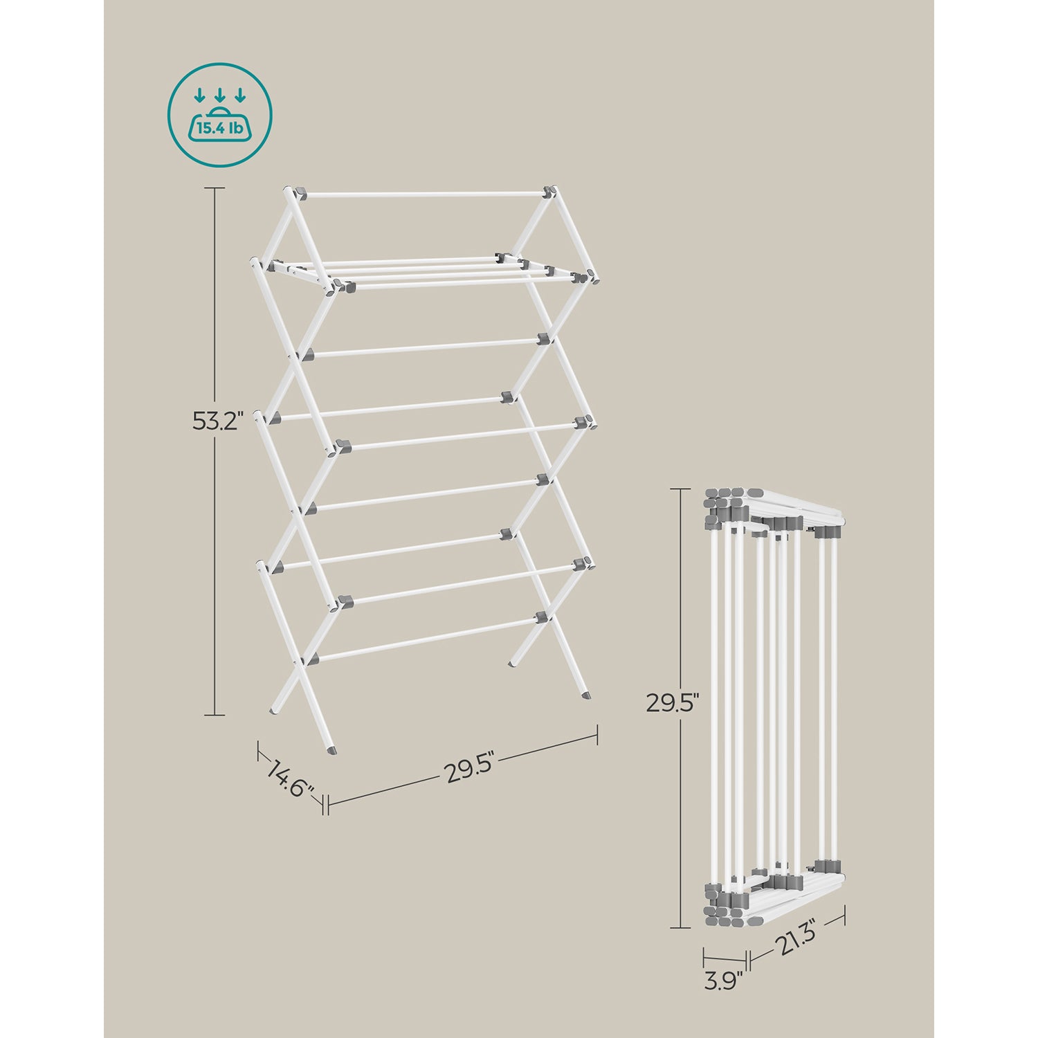 Foldable Clothes Drying Rack with Steel Frame - HWLEXTRA 