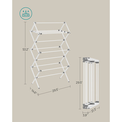 Foldable Clothes Drying Rack with Steel Frame - HWLEXTRA 