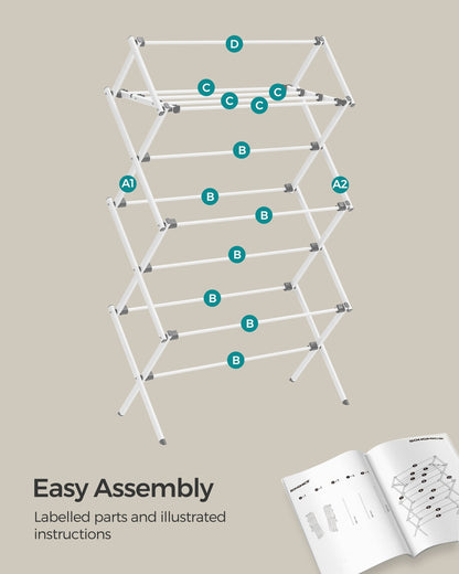 Foldable Clothes Airer, Compact Drying Rack, White - image 8