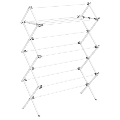 Foldable Clothes Drying Rack, Laundry Drying Rack, Clothes Airer, Steel Frame, Pearl White