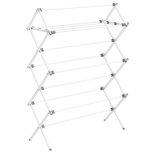 Foldable Clothes Drying Rack, Laundry Drying Rack, Clothes Airer, Steel Frame, Pearl White
