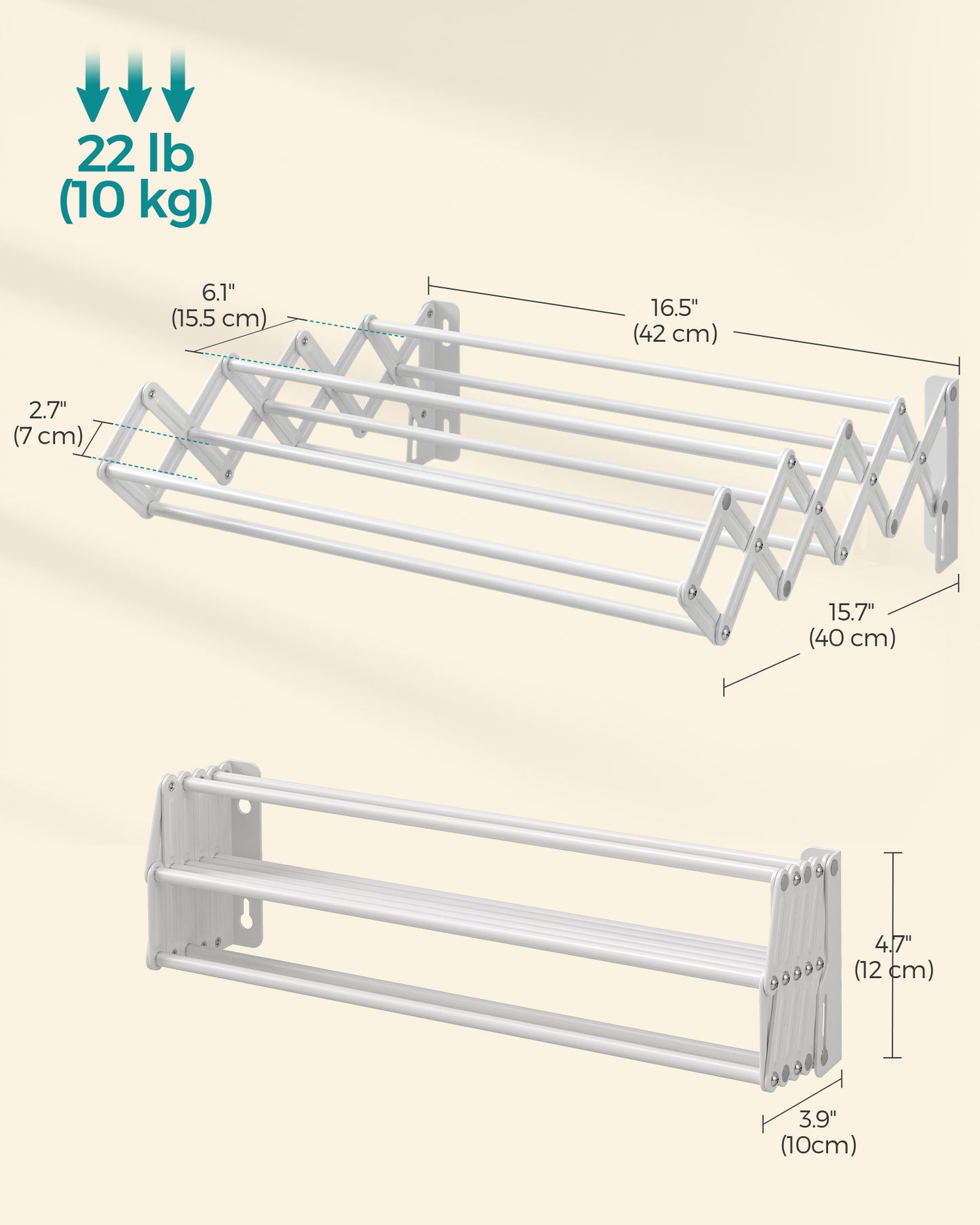 Wall-Mounted Expandable Steel Clothes Drying Rack with 9 Rods
