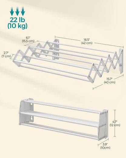 Wall-Mounted Expandable Steel Clothes Drying Rack with 9 Rods