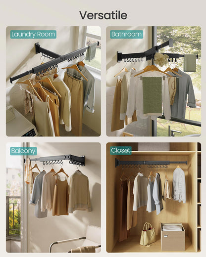 Clothes Drying Rack Wall-Mounted Foldable Arms Ink Black