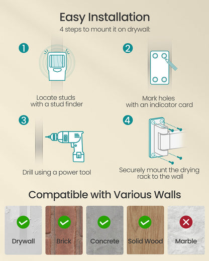 Wall-Mounted Laundry Drying Rack