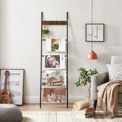 Blanket Ladder, 5-Tier Ladder Shelf, 17.3 x 63 Inches