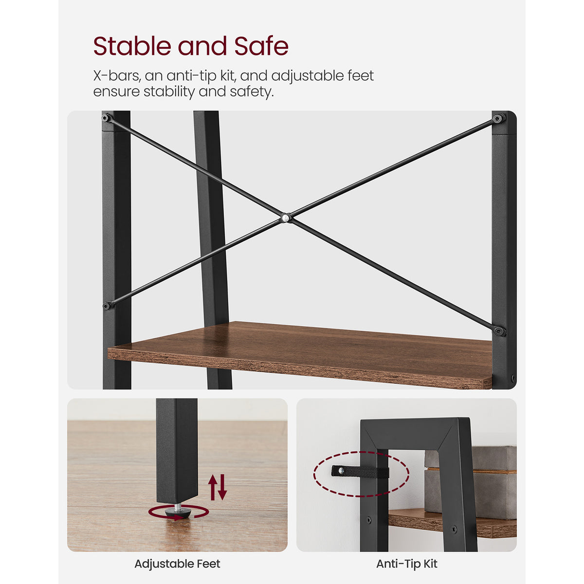 4-Tier Bookshelf & Storage Rack Shelves