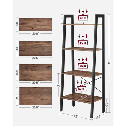 Ladder Shelf, 4-Tier Bookshelf, Storage Rack Shelves