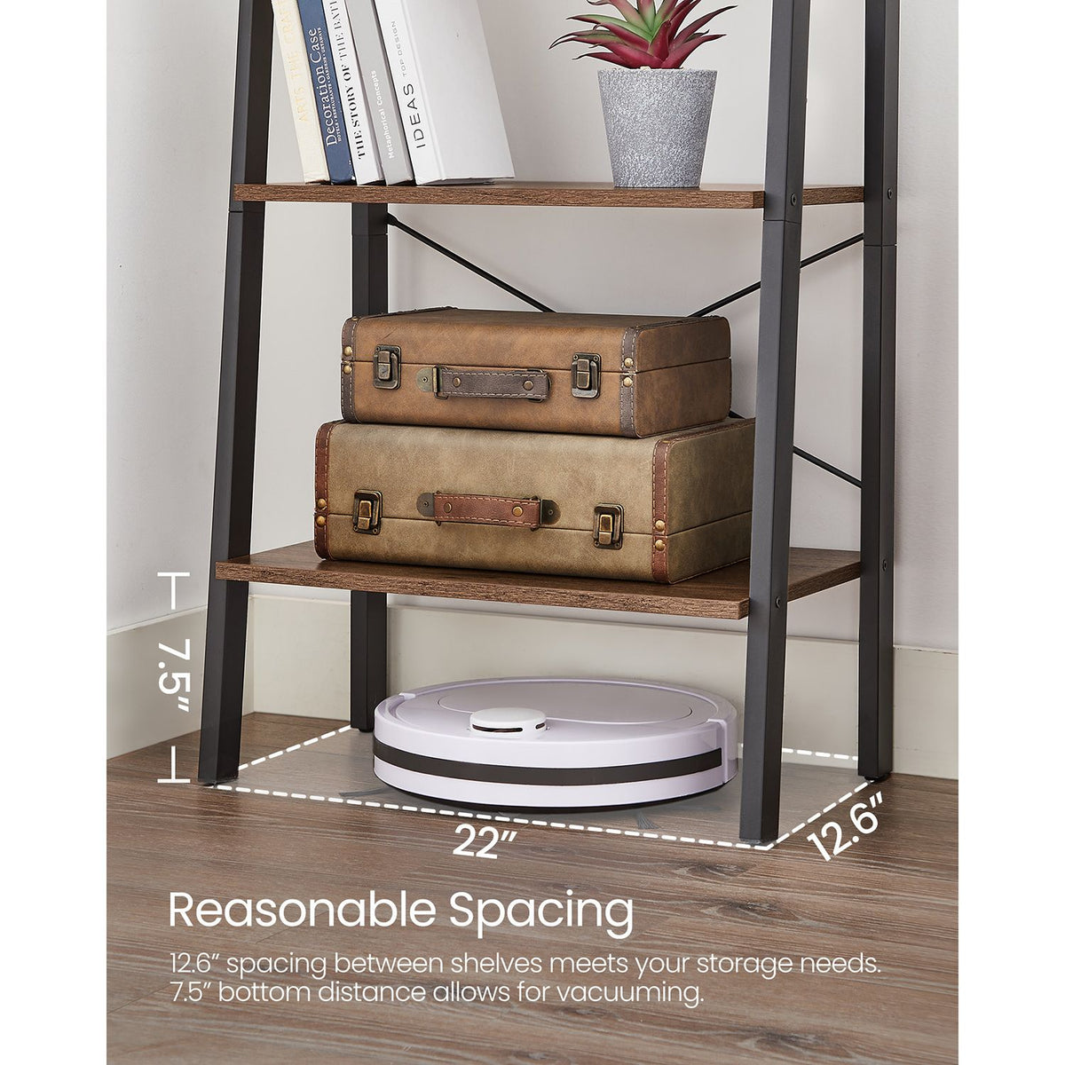Ladder Shelf, 4-Tier Bookshelf, Free Standing Storage Shelves