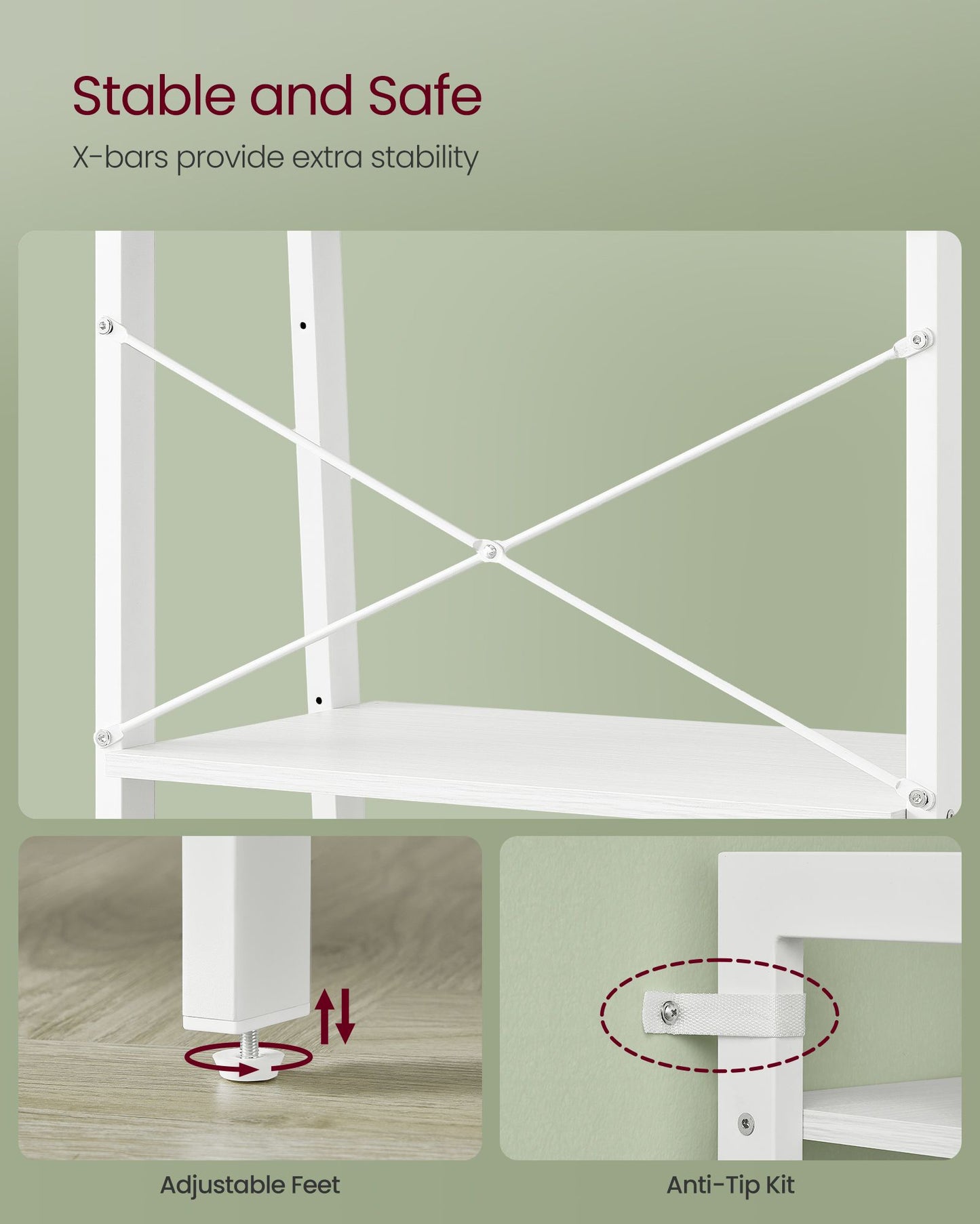 4-Tier Ladder Shelf with Steel Frame