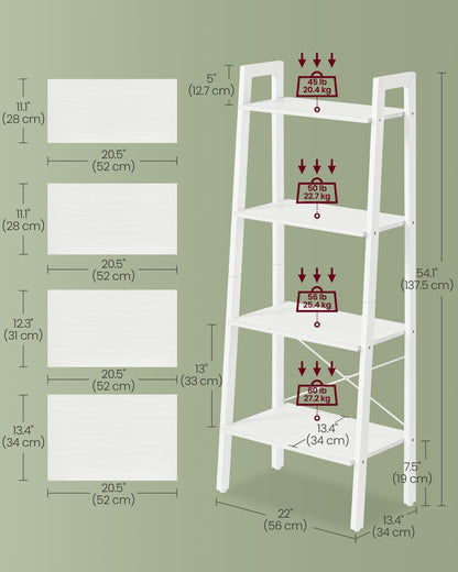 4-Tier Ladder Shelf with Steel Frame