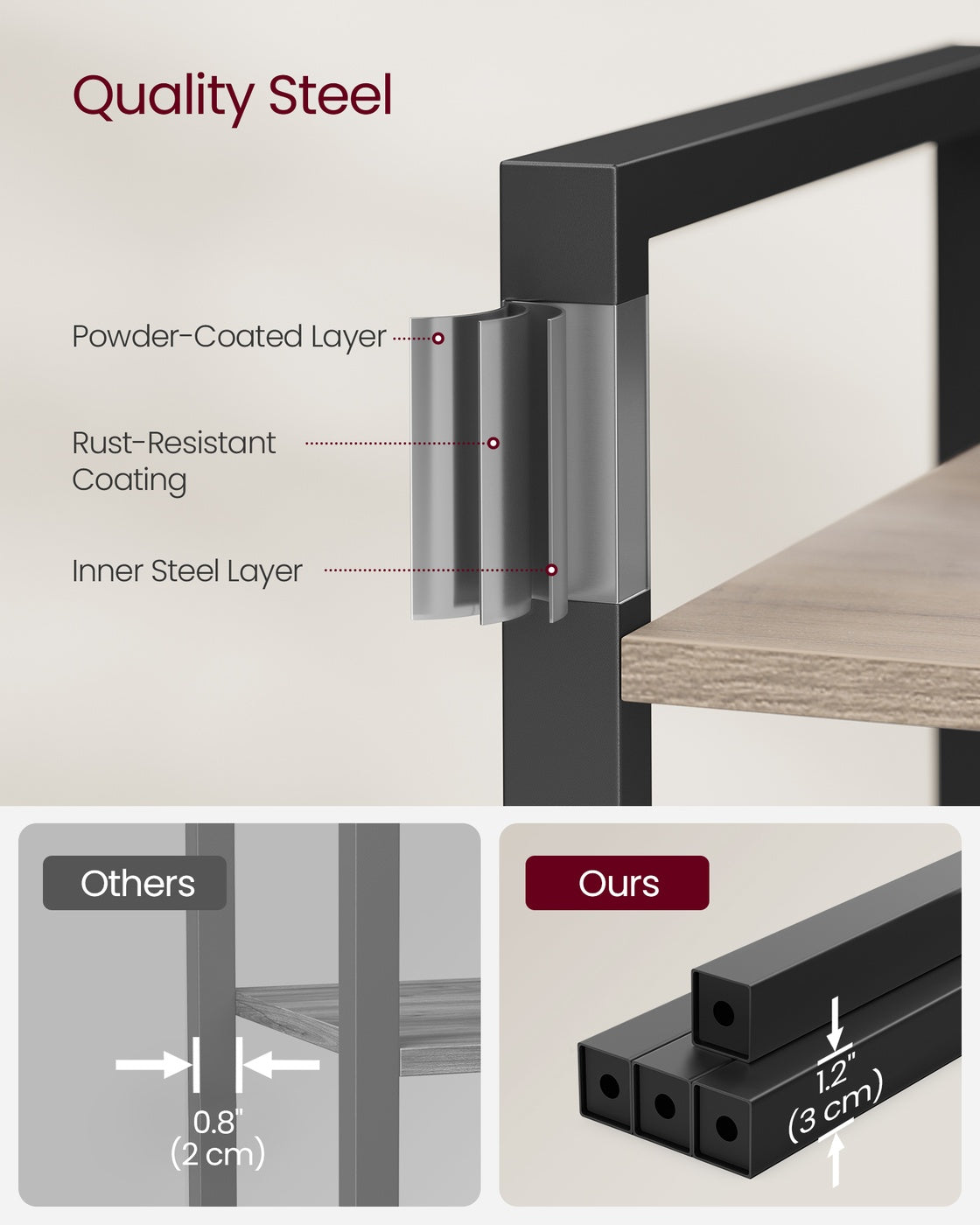 Bookshelf, 4-Tier Bookcase, Living Room Standing Unit Shelf