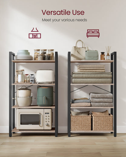 Bookshelf, 4-Tier Bookcase, Living Room Standing Unit Shelf
