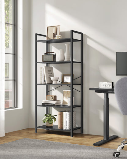 5-Tier Bookshelf with Steel Frame - HWLEXTRA 