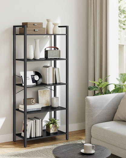 5-Tier Bookshelf with Steel Frame - HWLEXTRA 