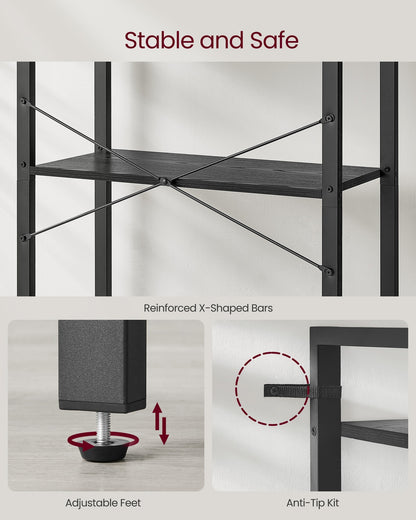 5-Tier Standing Bookshelf Ebony Black and Ink Black - image 5