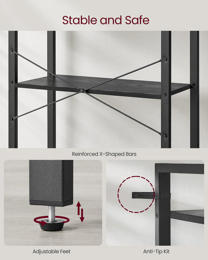 5-Tier Bookshelf with Steel Frame - HWLEXTRA 